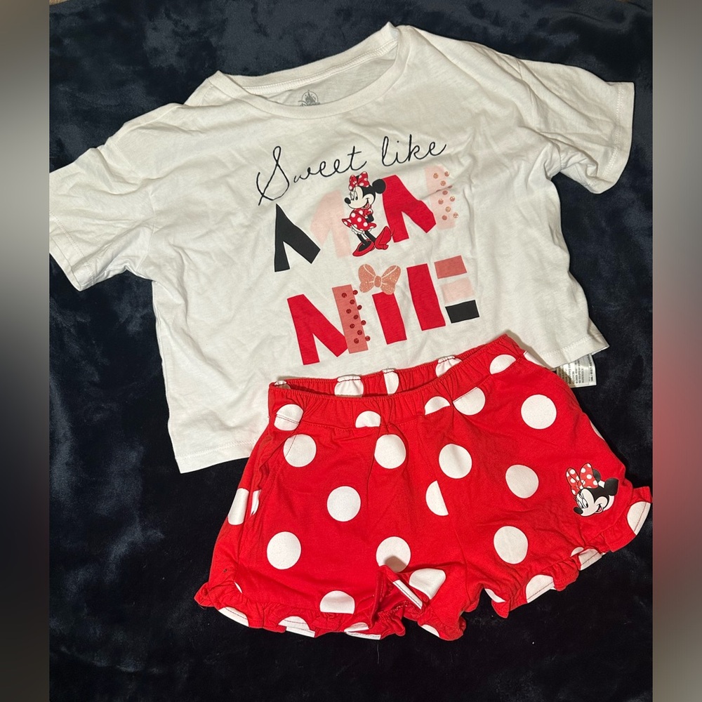 NEW Disney Parks Minnie Mouse Girls crop top & shorts set